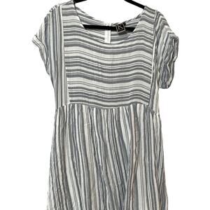 K by Kinnucan’s Blue & White Baby Doll Dress Womens S Lagenlook Beachy Coastal